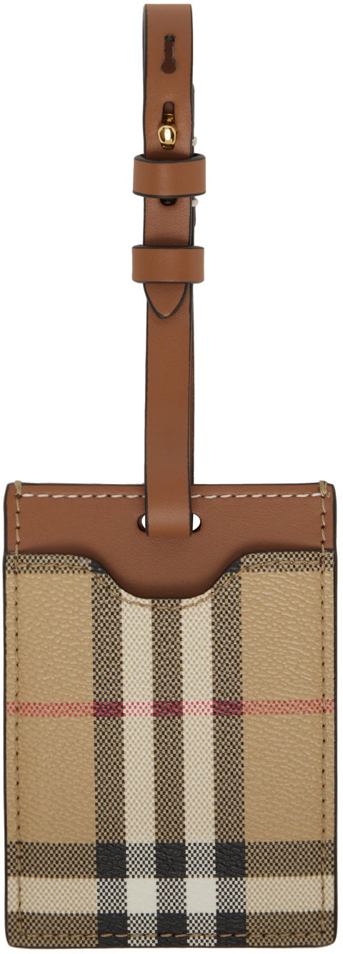 Nøgleringe Burberry Check Luggage Tag Beige | 8073976