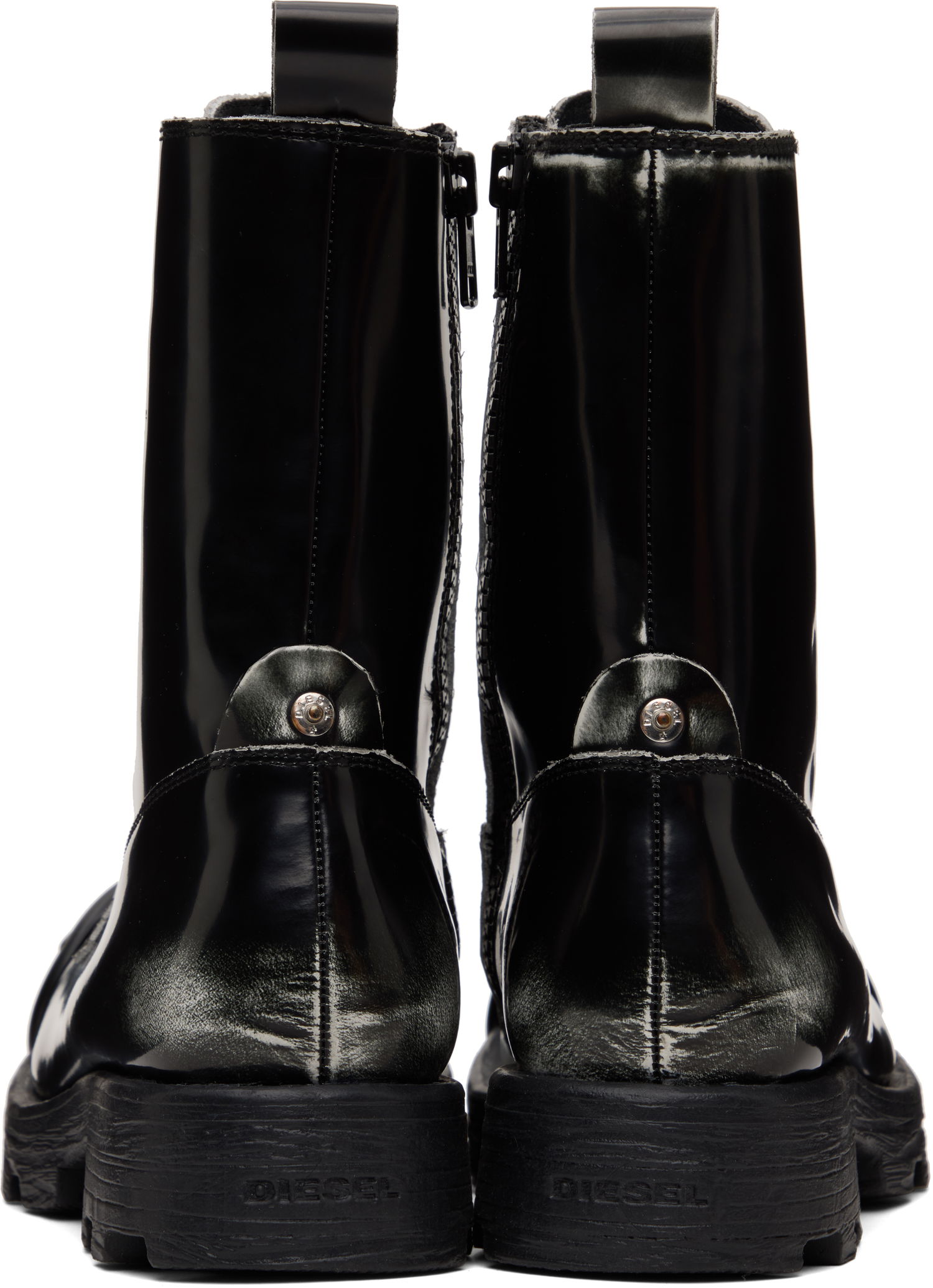 Sneakers og sko Diesel D-Hammer Bt D Lace-Up High-Top Boots with Shiny Finish and Rubber Toe Sort | Y03228-P8435-H1532, 1