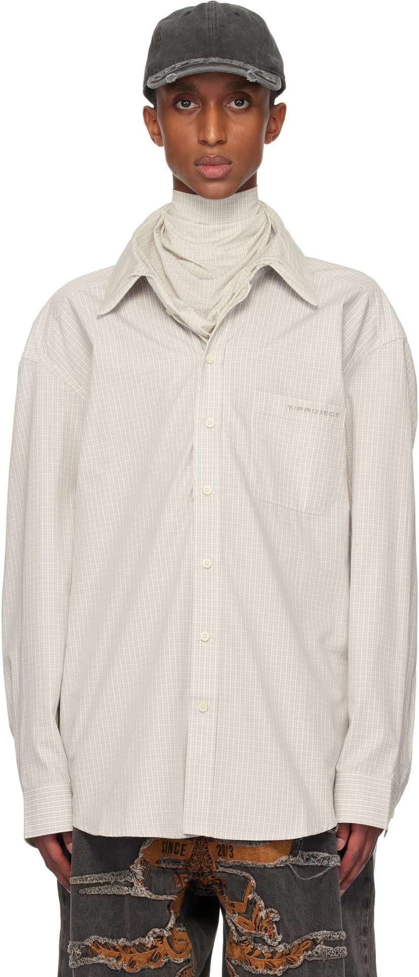 Skjorte Y/PROJECT Long Sleeve Shirt Beige | 201SI011