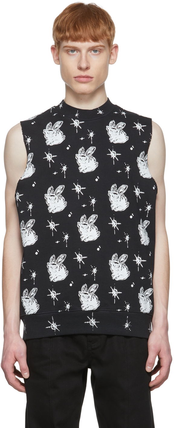 Tanktop We11done We11done Cotton Graphic-Print Sleeveless T-Shirt Sort | WD-TV1-22-559-U-BK