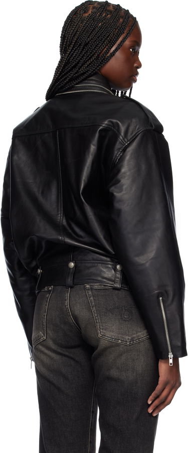Bomberjakke R13 R13 Zip Collar Motorcycle Leather Jacket Sort | R13WR344-R450B, 2