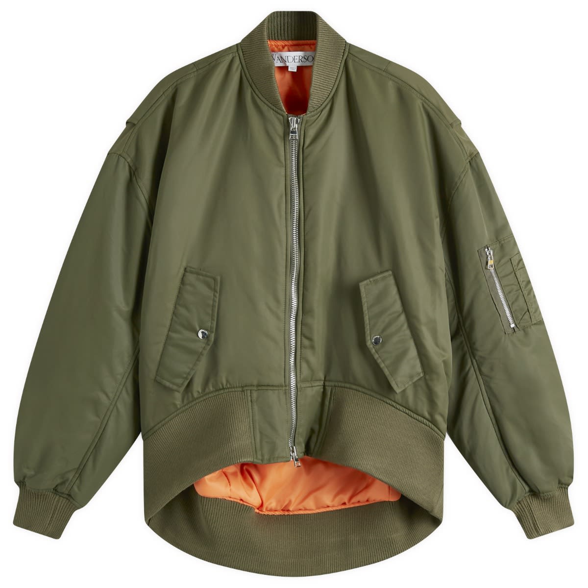Bomberjakke JW Anderson JW Anderson Oversized Curved Hem Bomber Jacket Grøn | JK0357-PG1696-595, 1