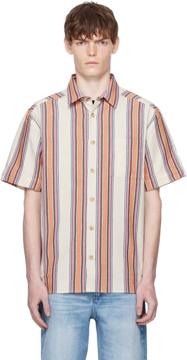 Skjorte A.P.C. A.P.C. Ross Striped Linen Short-Sleeve Button-Down Shirt Flerfarvet | COHIA-H12541, 0