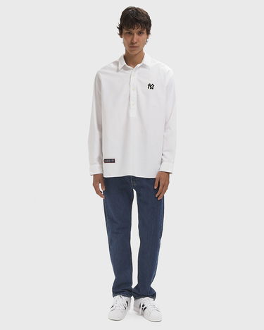 Skjorte Polo by Ralph Lauren YANKEES Long-Sleeve Popover Sport Shirt Hvid | 710978422003, 2