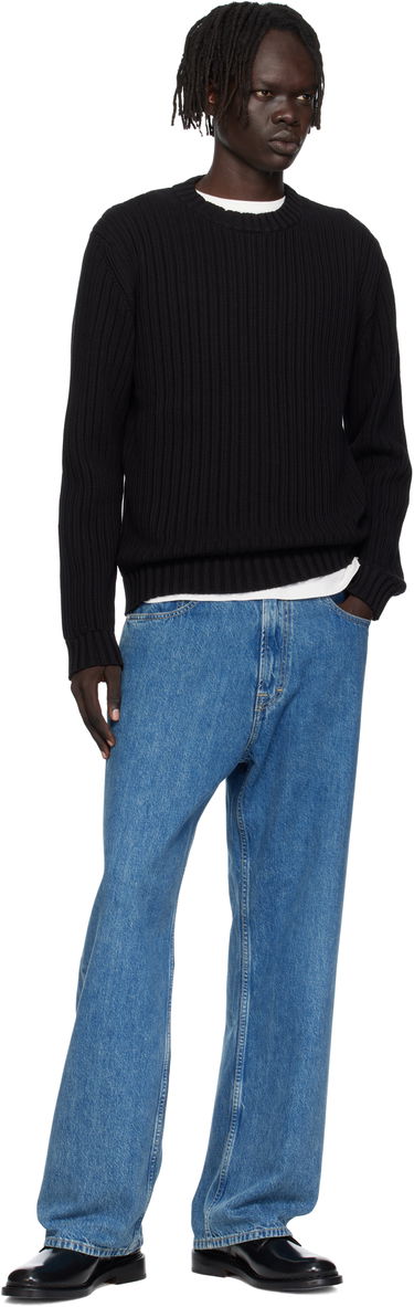 Sweater BOSS Hugo Embroidered-Logo Ribbed Knit Sweater Sort | 50546863, 3