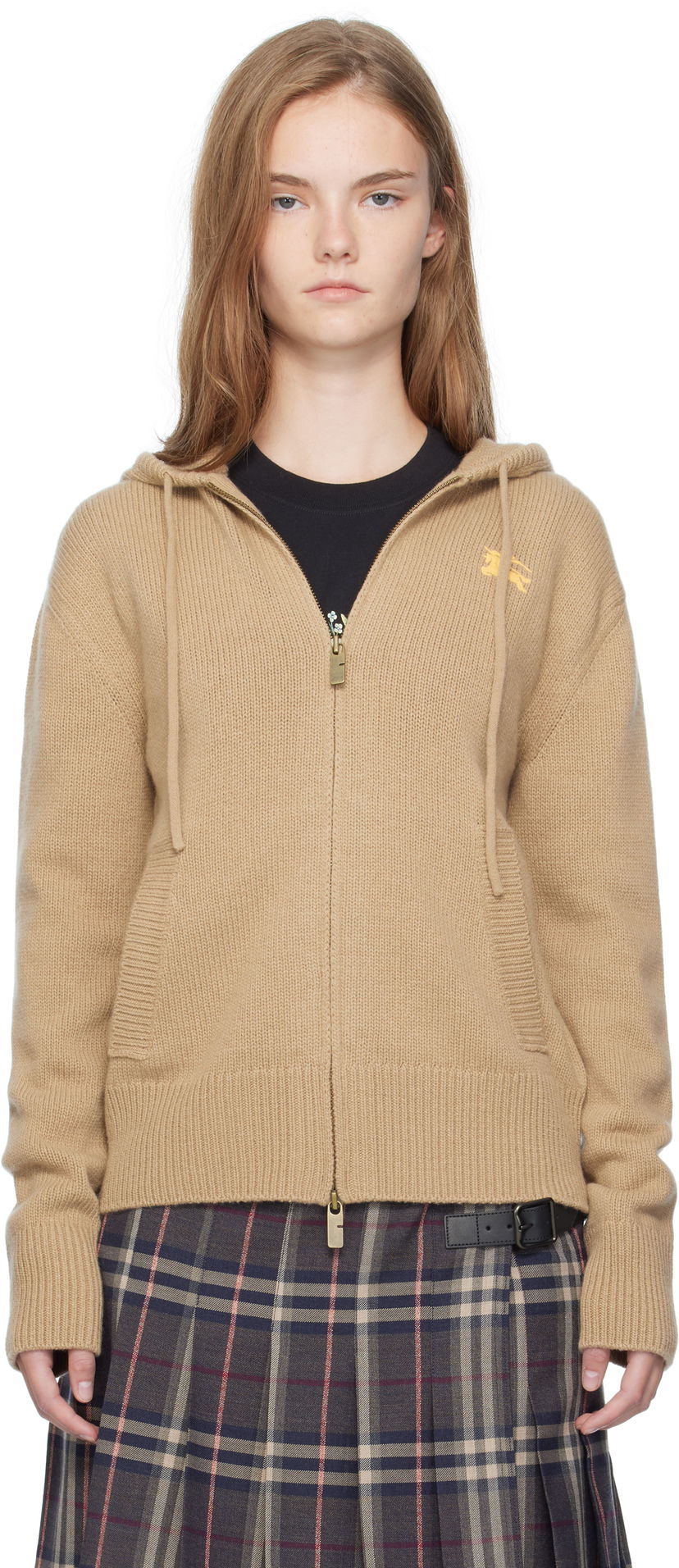 Sweatshirt Burberry Burberry EKD Knit Zip Hoodie Beige | 8110687