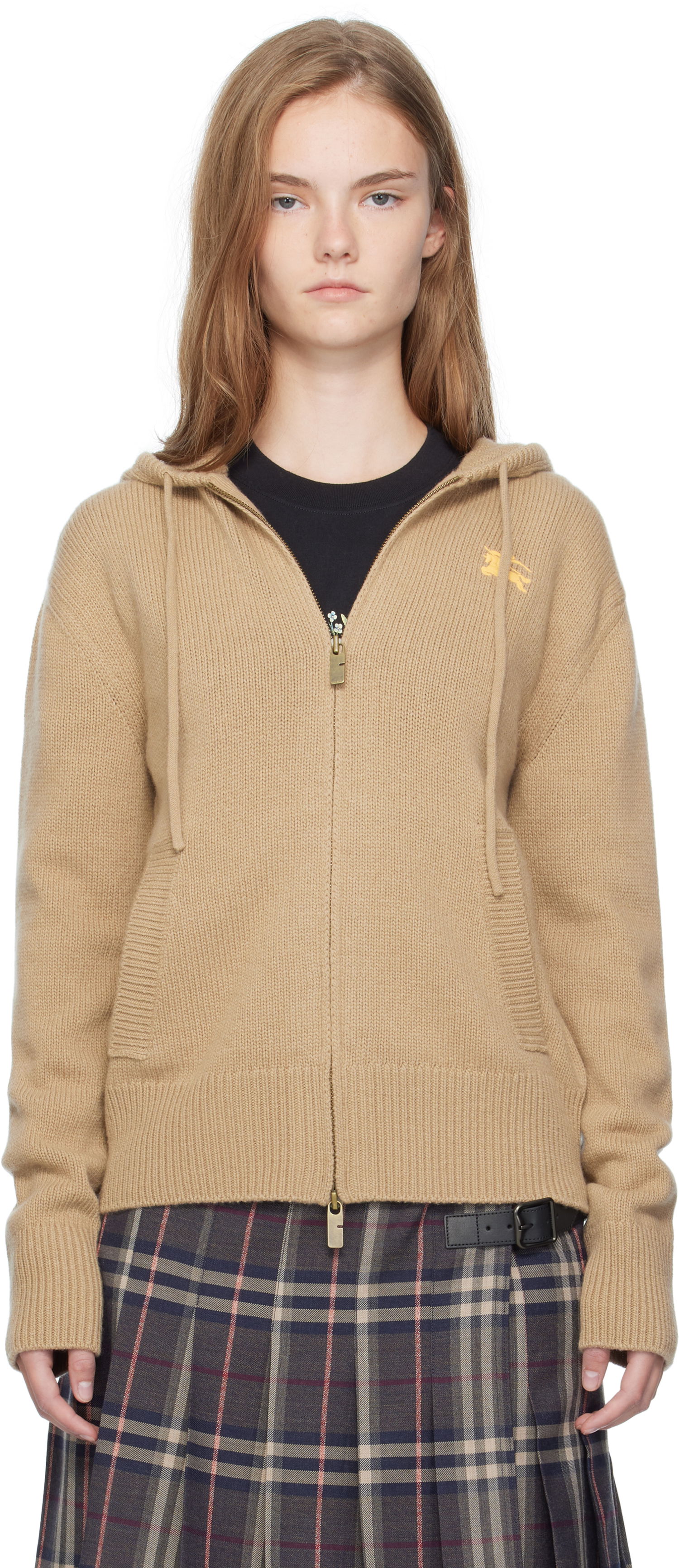 Sweatshirt Burberry Burberry EKD Knit Zip Hoodie Beige | 8110687, 0