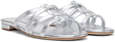 Skopleje Manolo Blahnik Manolo Blahnik Riran Strappy Leather Sandals Metalisk | 124-2479, 3