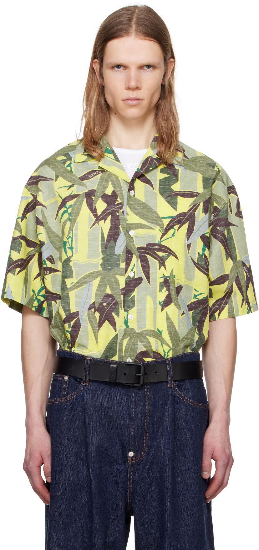 Skjorte KENZO Kenzo Paris 'Chiku-Rin Camo' Short Sleeve Shirt Gul | FF55CH1309P1