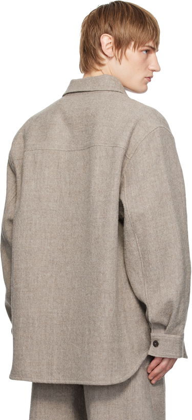 Skjorte Studio Nicholson Studio Nicholson Deck Wool Shirt Beige | DECK SNM - 1296, 2