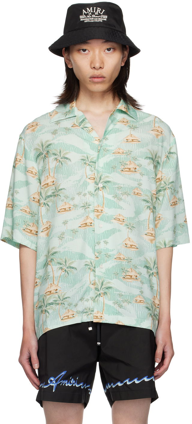 Skjorte AMIRI Repeat Palm Print Shirt Grøn | AMSTBW1014