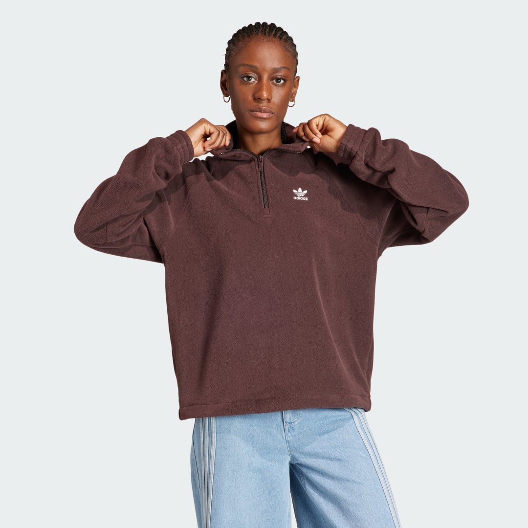 Jakke adidas Originals Neutral Court 1/4 Zip Brun | IS5240, 1