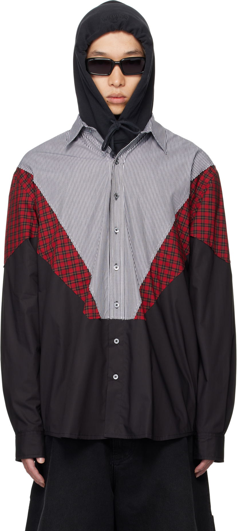 Skjorte VETEMENTS VETEMENTS Tracksuit Panelled Shirt Sort | UH76SH860BR