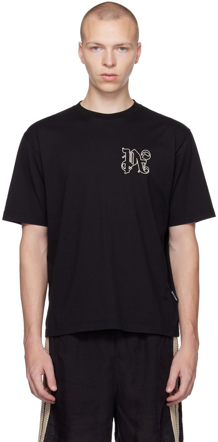T-shirt Palm Angels Black Monogram Sort | PMAA089E23JER0011003