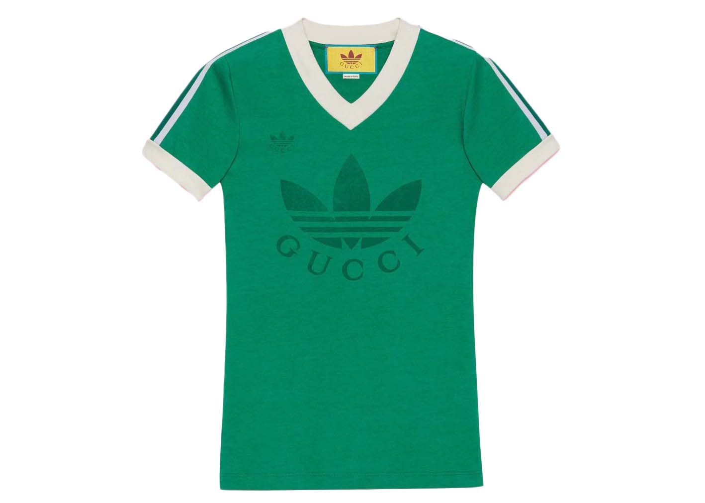 T-shirt Gucci x adidas V-Neck T-Shirt Grøn | ‎693636 XJEBZ 3816, 0