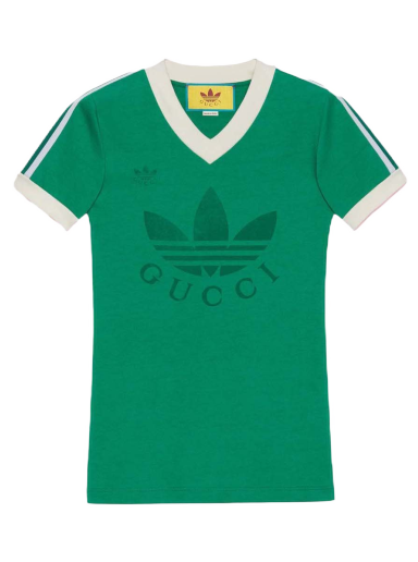 T-shirt Gucci x adidas V-Neck T-Shirt Grøn | ‎693636 XJEBZ 3816