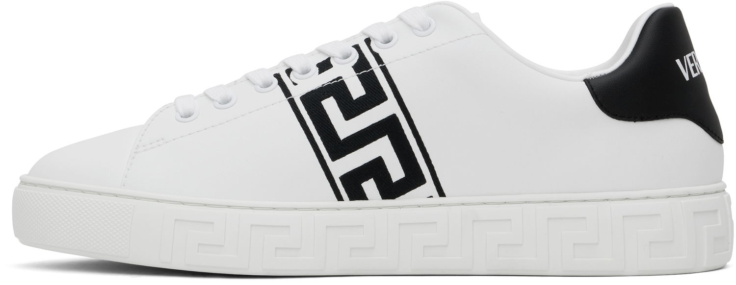 Sneakers og sko Versace White Embroidered Greca Sneakers Hvid | 1014460_1A00776, 0