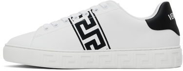 Sneakers og sko Versace White Embroidered Greca Sneakers Hvid | 1014460_1A00776, 0