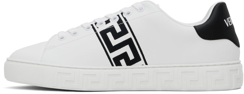 Sneakers og sko Versace White Embroidered Greca Sneakers Hvid | 1014460_1A00776