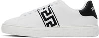 White Embroidered Greca Sneakers