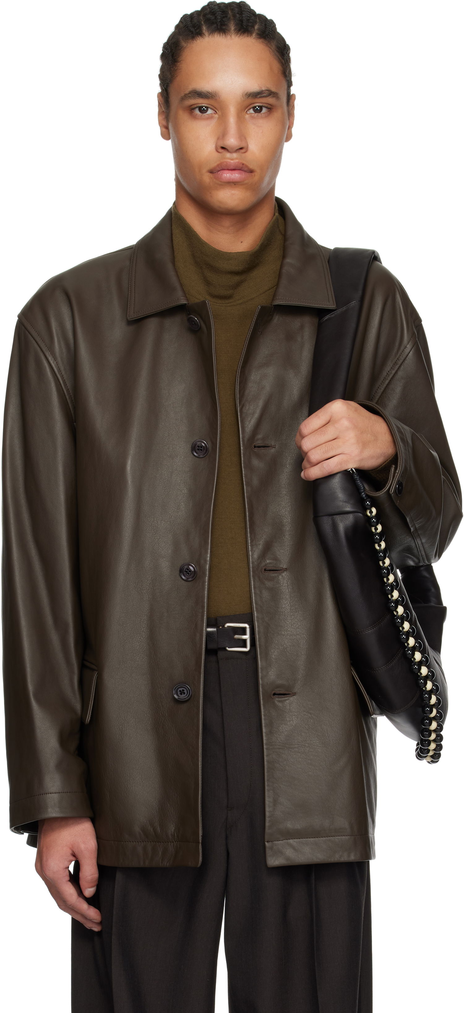 Jakke LEMAIRE Lemaire Relaxed Leather Jacket Brun | OW1074 LL0095, 0
