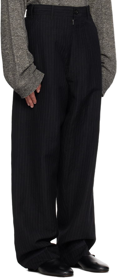 Bukser Maison Margiela Maison Margiela Pinstripe Linen & Wool Wide-Leg Trousers Sort | S50KA0678 M35447, 1