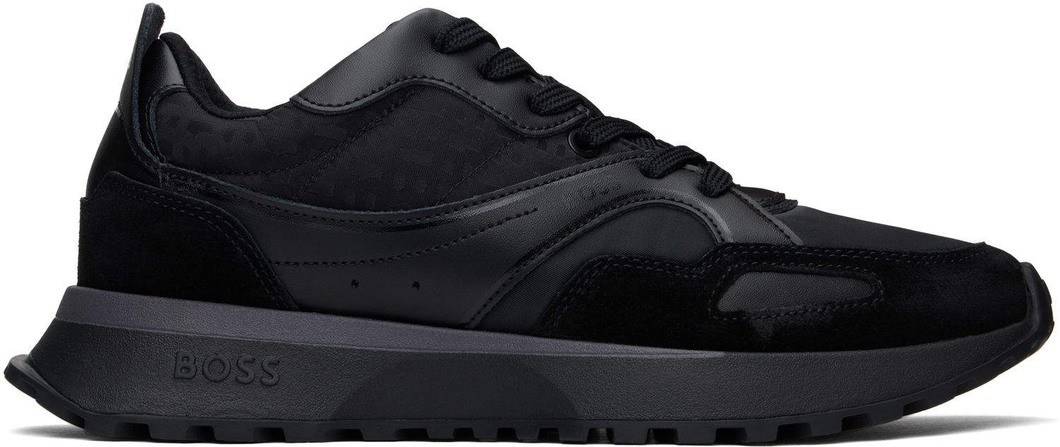 Sneakers og sko BOSS BOSS Mixed-Material Mesh & Leather Sort | 50536496, 0