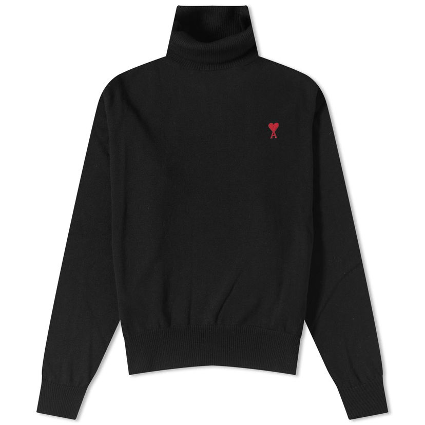Tøj AMI Small A Heart Roll Neck Sort | HKS411-KN0025-001