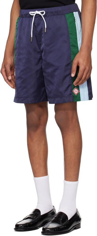Shorts Casablanca Casablanca Pinstripe Laurel Track Shorts Mørkeblå | MS25-TR-273-01, 3