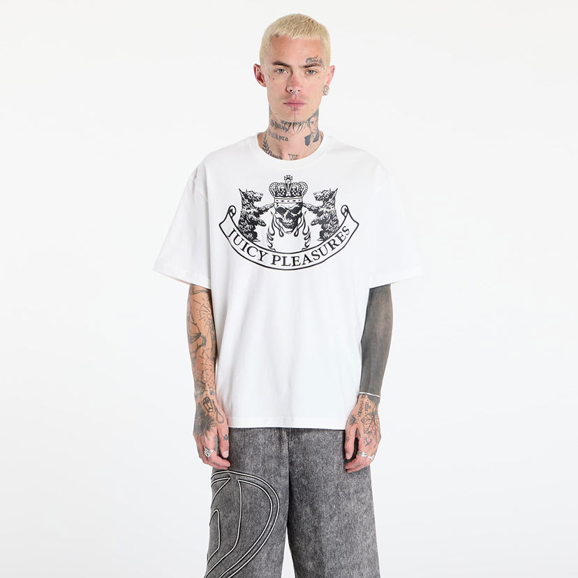 T-shirt Pleasures PLEASURES Skull Crest Heavyweight T-Shirt Hvid | P25JC009-WHITE