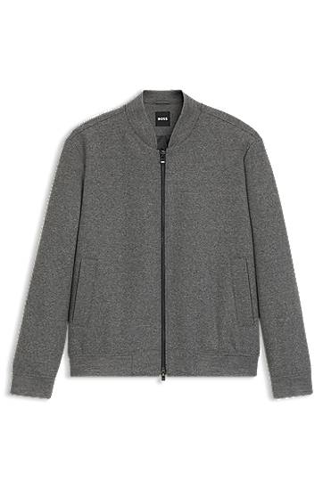Bomberjakke BOSS Slim-fit bomber jacket in brushed stretch flannel Grå | 50551538, 0