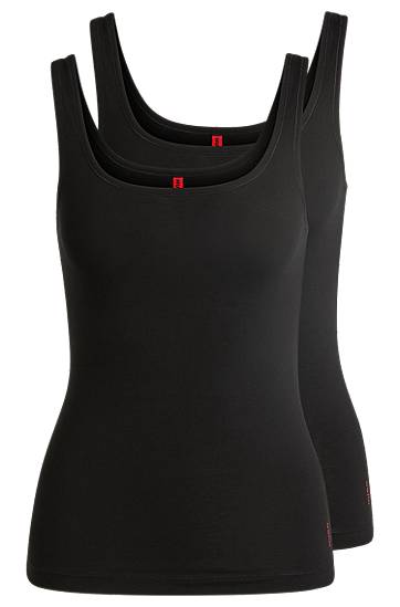 Tanktop BOSS Two-Pack Stretch-Cotton Vests with Logo Sort | 50469682, 0