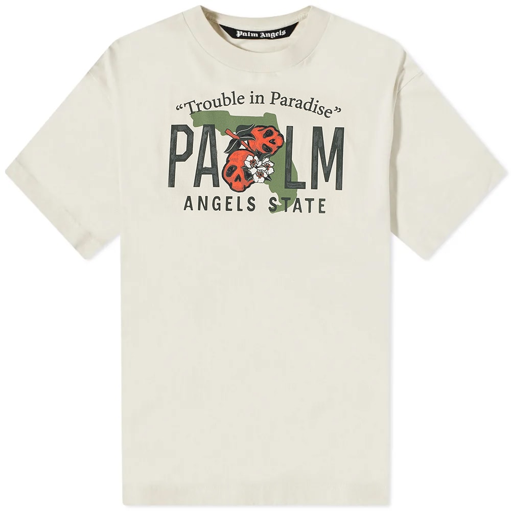 T-shirt Palm Angels East Coast Vintage Tee Beige | PMAA072S23JER0040110, 0