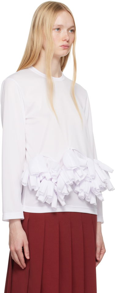 T-shirt Comme des Garçons Comme des Garçons Ruffle Detail Long Sleeve T-Shirt Hvid | RO-T002-S25, 1