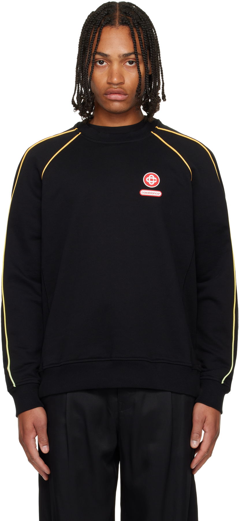 Sweatshirt Casablanca Gradient Piping Raglan Sweatshirt Sort | M-AW25-JTP-437-01