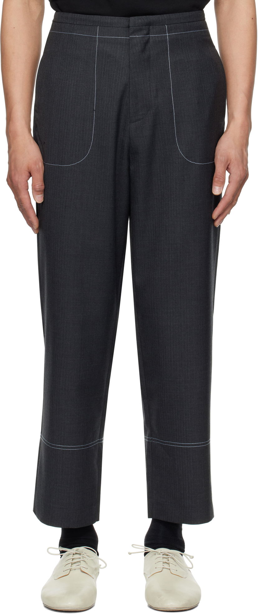 Bukser ADER ERROR ADER error Product. 81 Pinstripe Cropped Trousers Grå | BO01SSSA0204GR