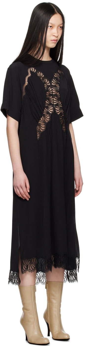Kjole Stella McCartney Stella McCartney Gathered Lace Maxi Dress Sort | 6A03983BU216, 1