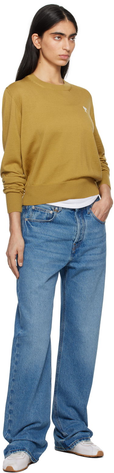 Sweater AMI AMI Paris Ami de Coeur Crew Neck Wool Sweater Gul | FKS121.KN0025, 3