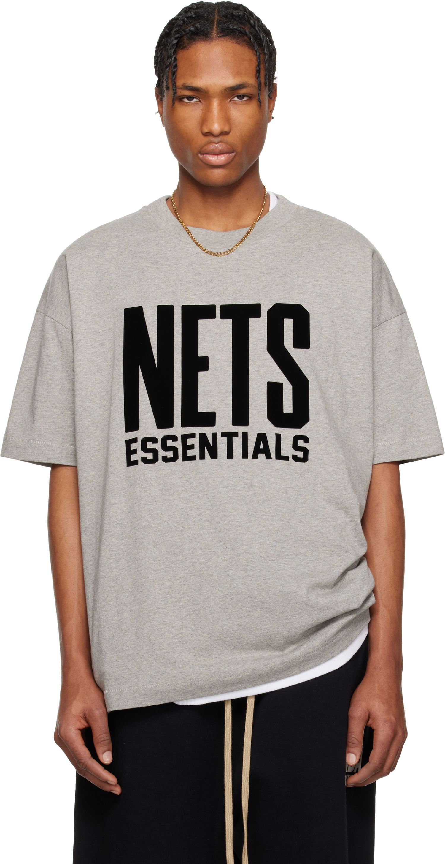 T-shirt Fear of God Fear of God ESSENTIALS NBA Nets Short Sleeve T-Shirt Grå | 125AL244105F, 0