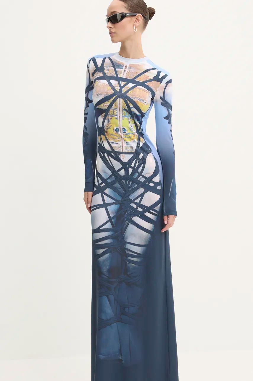 Kjole Y/PROJECT Bondage Print Maxi Dress Blå | 104DR006, 1