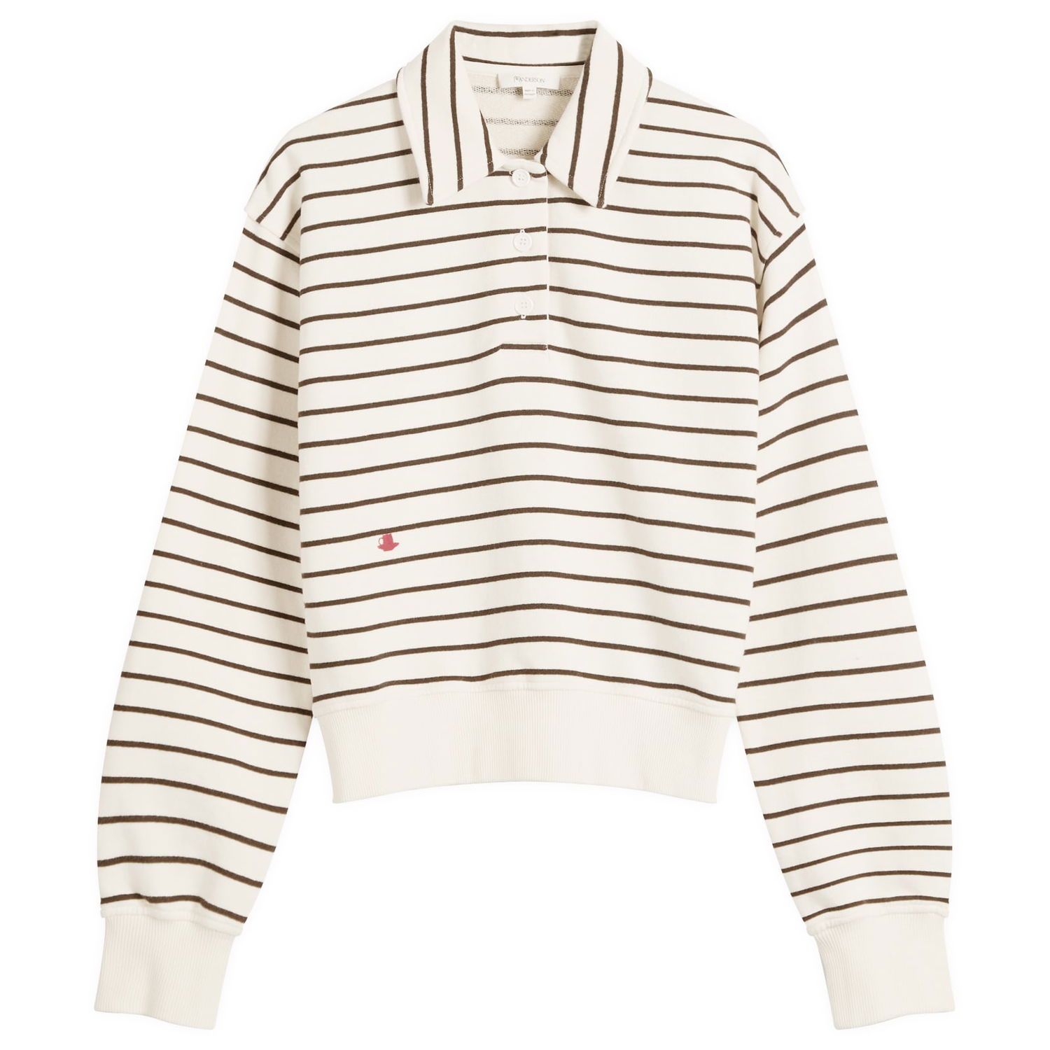 Sweatshirt JW Anderson JW Anderson Striped Polo Sweatshirt, Size Large Hvid | JW0243-PG1857-036, 0