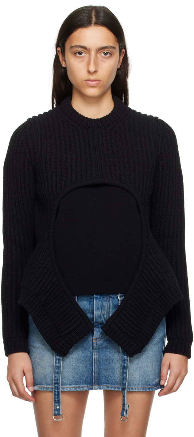Sweater Off-White Black Meteor Cut Out Sweater Sort | OWHE099F23KNI0011000