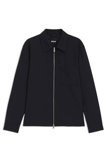 Jakke BOSS BOSS Melange Virgin Wool Relaxed-Fit Overshirt Sort | 50546339