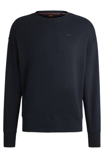 Sweater BOSS Slim-Fit Cotton-Terry Sweatshirt Mørkeblå | 50534821