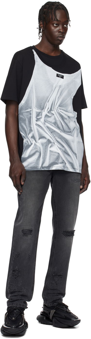 T-shirt Balmain Tank Top Print T-Shirt Sort | EH1EG028GE37, 3