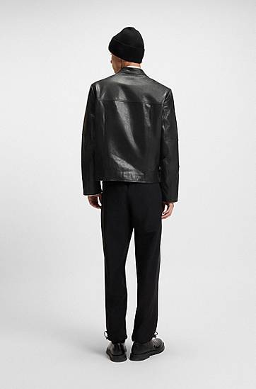 Jakke BOSS Slim-Fit Leather Jacket Sort | 50540984, 1