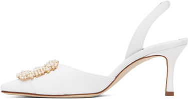 Sneakers og sko Manolo Blahnik Manolo Blahnik Gibsli Slingback Pumps Hvid | 125-2953, 2