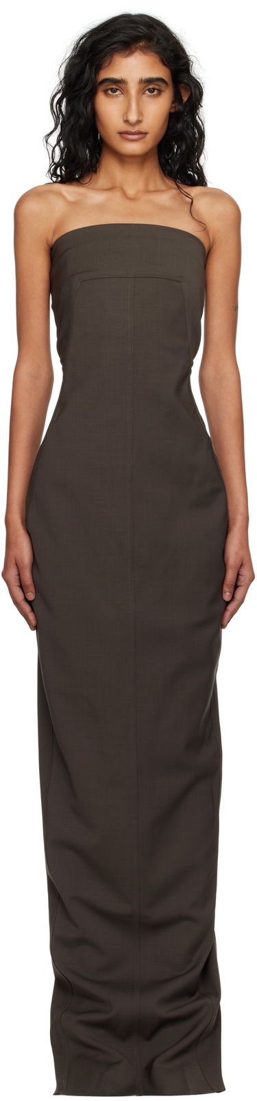 Kjole Rick Owens Rick Owens Concordians Bustier Maxi Dress Brun | RP02E4524 WST, 0