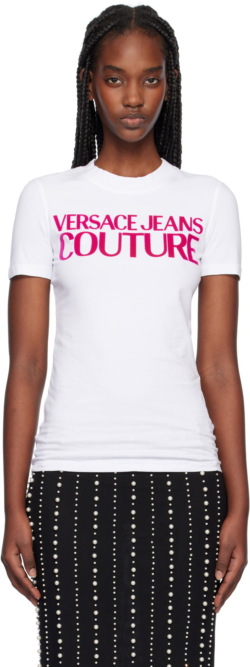 T-shirt Versace Institutional Logo T-Shirt Hvid | E77HAHL01_ECJ02L