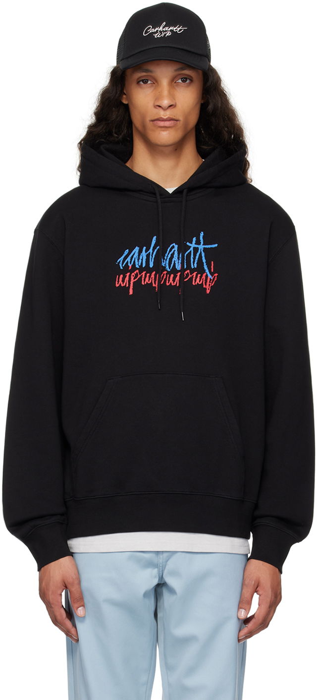 Sweatshirt Carhartt WIP Stereo Script Black Hoodie Sort | I033624, 0